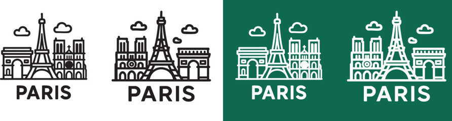 paris city landmark icon vector illustration