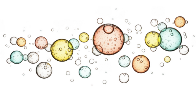 Abstract colorful bubbles isolated on transparent background, watercolor illustration - Powered by Adobe