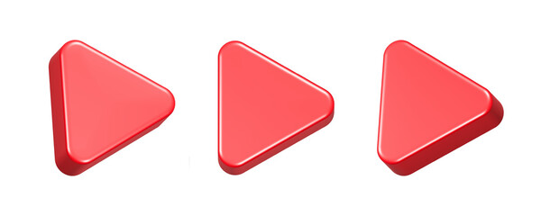play button icon 3d rendering red color
