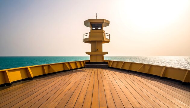 Ships Bow View - Towering Structure on the Horizon.