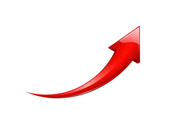 Red arrow pointing upward isolated on transparent background, indicating growth