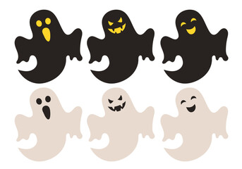 Ghost icon set. Vector clipart isolated on white background.