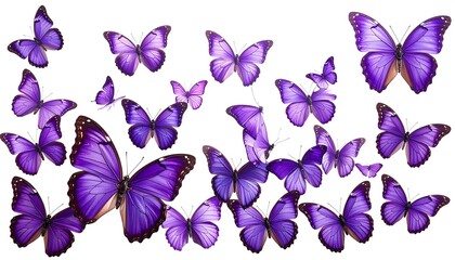 Purple Butterflies in Flight.
