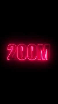 Vivid Red Neon Sign Reads 200 M Centered Against a Black Background 200m glowing