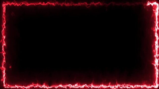 Abstract neon rectangle frame glowing with bright  light on a black background