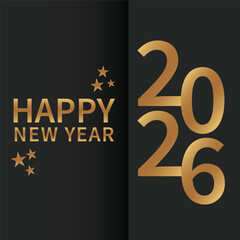Luxury happy new year 2026 banner with elegant gold typography, glowing light, and modern festive design. perfect for holiday greeting cards, posters, flyers, and celebration graphics.