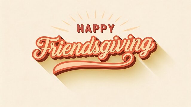 Happy friendsgiving retro typography design celebrating friendship and gratitude with a vintage feel - Powered by Adobe