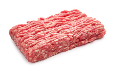 Fresh raw minced meat isolated on white