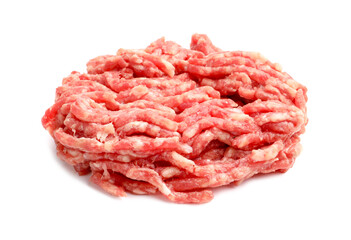 Fresh raw minced meat isolated on white