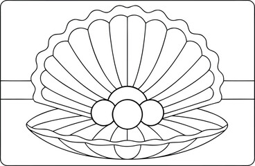 An open clam shell reveals three perfectly round pearls inside a wide bivalve mollusk