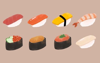 色々なお寿司のイラスト