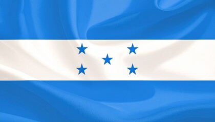 Honduras national flag with blue-white-blue horizontal stripes and five blue stars in X pattern&mdash;symbolizing peace, unity, and Central American heritage.