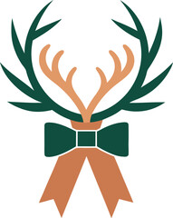 Abstract Geometric Antlers and Bow Tie Design Stylized Wildlife Element Flat Graphic Illustration