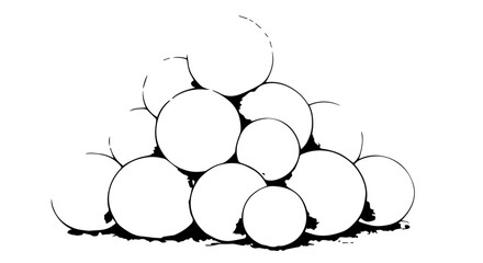 Artistic Illustration of a Stacked Pile of Spherical White Snowballs.