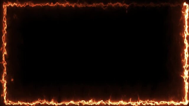 Abstract neon rectangle frame glowing with bright  light on a black background