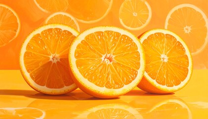 Close Up of Three Orange Slices.