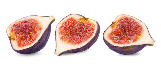 Halves of fresh figs isolated on white