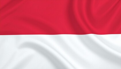 Indonesia national flag with red top and white bottom horizontal bands&mdash;symbolizing courage and purity of national spirit.