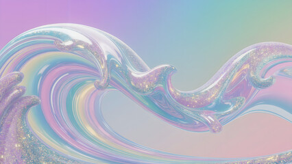 Dreamy Ocean Scene with Flowing Pastel Waves and Swirling Patterns - artistic background