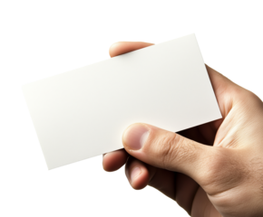 business man hand holding business card isolated on white background with clipping path