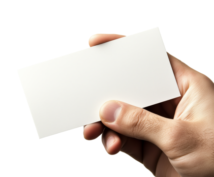 business man hand holding business card isolated on white background with clipping path