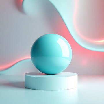A glossy sphere placed on a clean platform