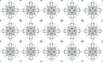 Fototapeta premium seamless silver grey and white tile pattern elegant moroccan style geometric mandala shapes damask wallpaper luxury fabric wedding invitation packaging