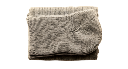 Folded pair of gray socks on a white background.