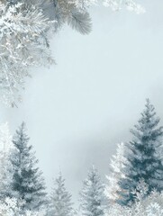 pastel winter holiday background  elegant winter background with snowflakes and pine trees with snowflakes pine trees elegant frosty branches and minimal festive decor