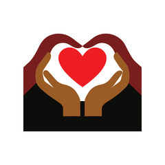 hands in shape of heart on blurred background