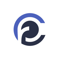 Abstract Monogram FC or RF Letter Logo in Circle