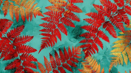 Red And Orange Autumn Ferns