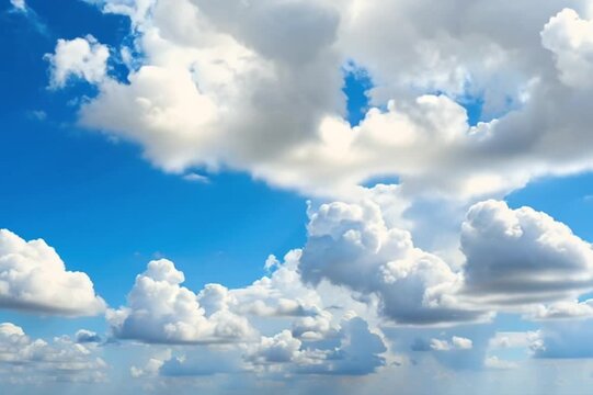 Majestic Cumulus Clouds Drifting Across Azure Sky - A Serene Weather Phenomenon.