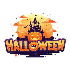 Festive Halloween Cartoon Logo Vector Illustration