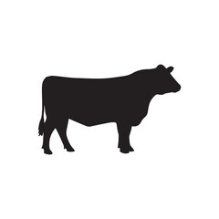 Red angus cow silhouette vector flat illustration design on white background on white background
