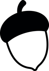 Simple hand drawn acorn silhouette minimalist autumn icon vector