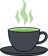 Aromatic green tea cup steam warm beverage morning refreshment vector