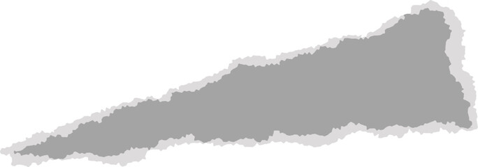 Ripped gray paper of notebook. Piece of page and sheet with torn edge for banners templates and scrapbooking design. Rough vintage patch and cardboard shape