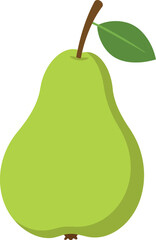 Fresh green pear fruit isolated simple graphic vector