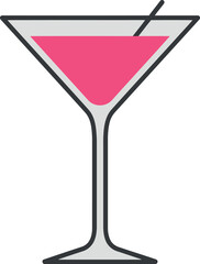 Vibrant pink martini cocktail drink glass elegant celebration summer refreshment vector