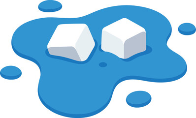 Refreshing ice cubes melting in blue liquid summer beverage concept vector