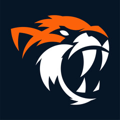 A dynamic roaring tiger head in orange and white, representing aggression, courage, and unstoppable energy.