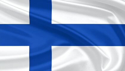 Finland national flag with blue Nordic cross on white background.