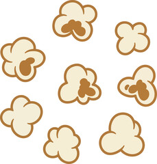 Delicious popcorn kernels freshly popped scattered snack vector