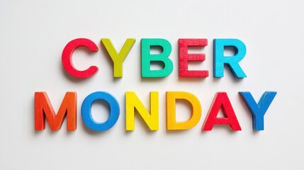 cyber monday text in colorful letters