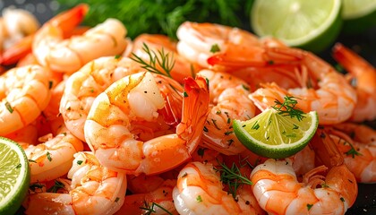 Delicious Cooked Shrimp with Lime.