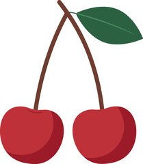 Vibrant red cherries pair fresh fruit healthy summer food vector