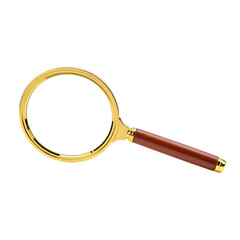 Golden Magnifying Glass Isolated on Transparent Background 
