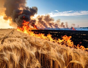Wheat Field Fire Disaster.