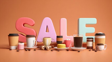 coffee cups and treats sale sign
